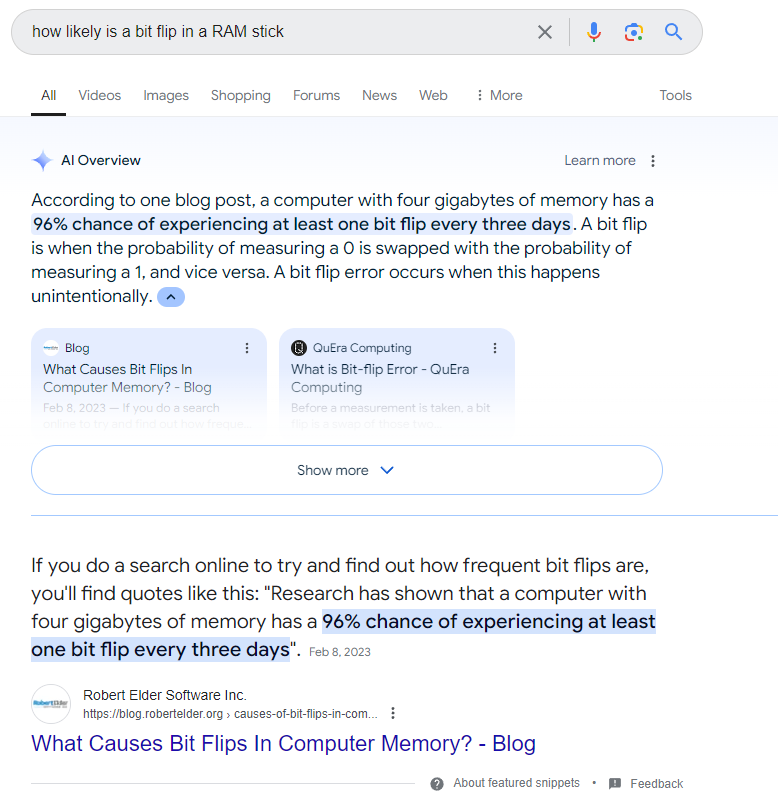 Google Search for bit flips
